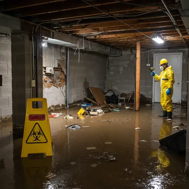 Flooded Basement Electrical Hazard in Glastonbury, CT Property